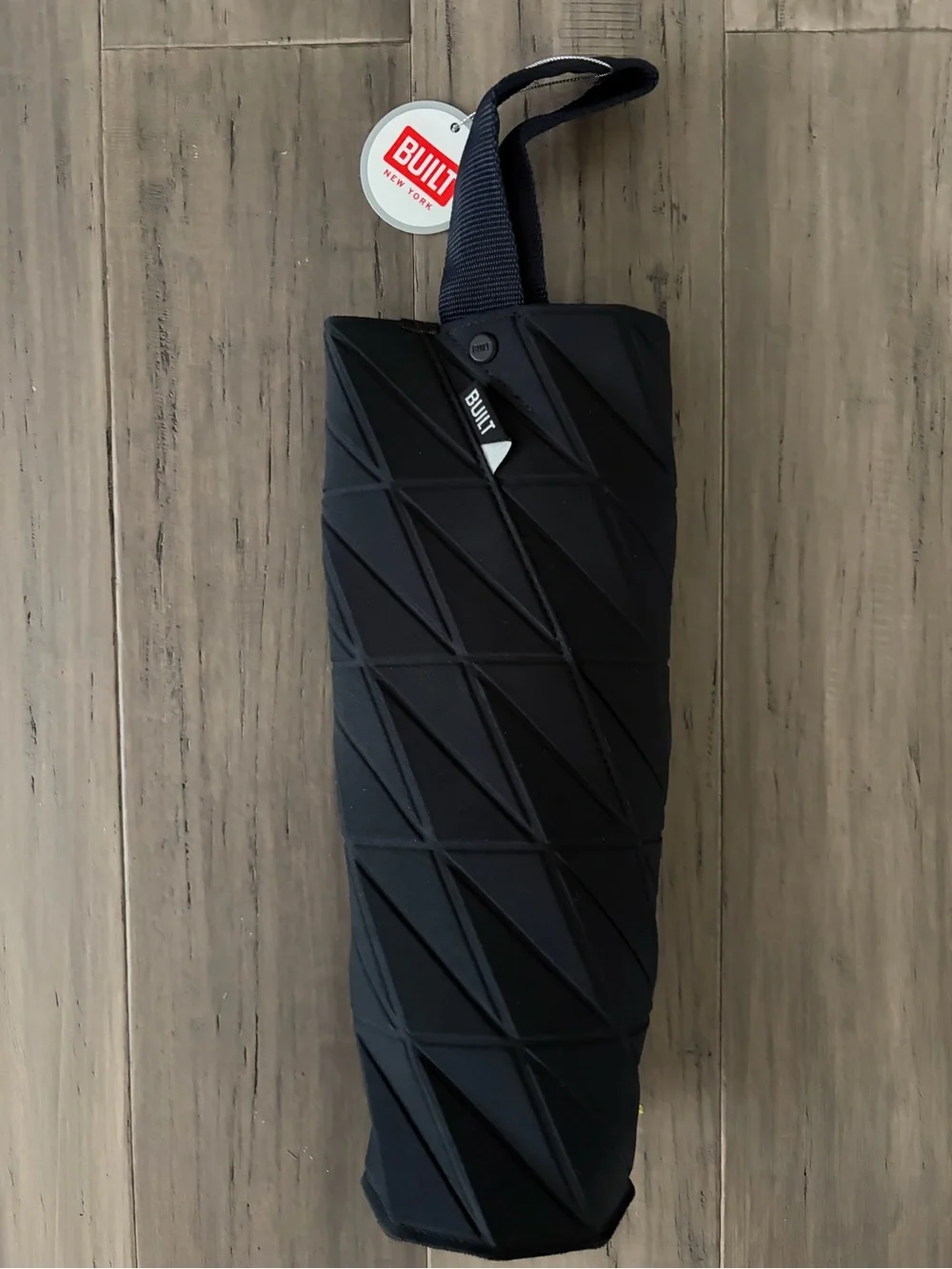 BUILT New York black geometric insulated bottle sleeve / wine gift bag